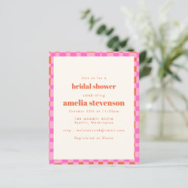 Budget Checker Pink Orange Bridal Shower Invite