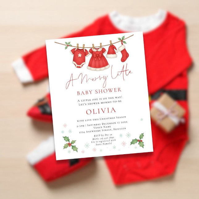 Budget Christmas Clothesline Baby Shower Invite (Criador carregado)