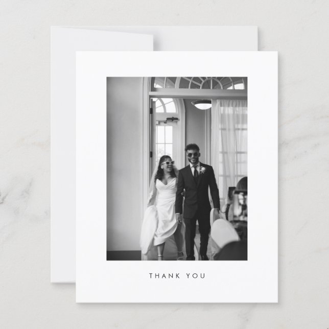 Budget Classic Black & White Wedding Thank you (Frente)