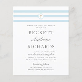 Budget Classic Blue Boys Baptism Invitation