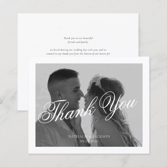 BUDGET Classic Elegant Script Photo Wedding (Frente/Verso)