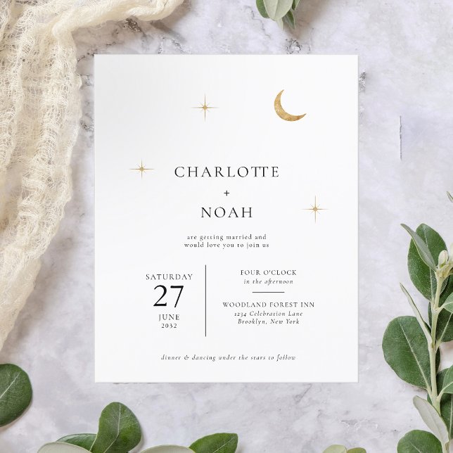 BUDGET Clássica Celestial Dourada Estrelas Casamen (Criador carregado)