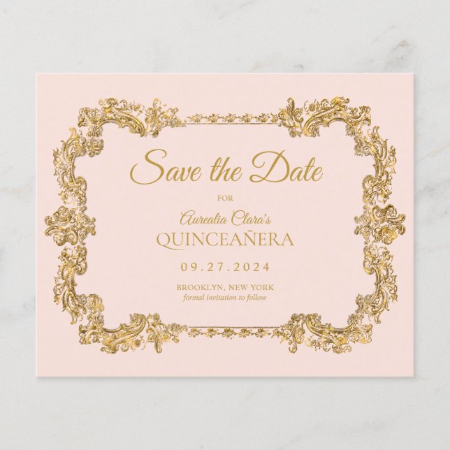 BUDGET Clássico Blush Dourado Frame Rosa Quinceane (Frente)