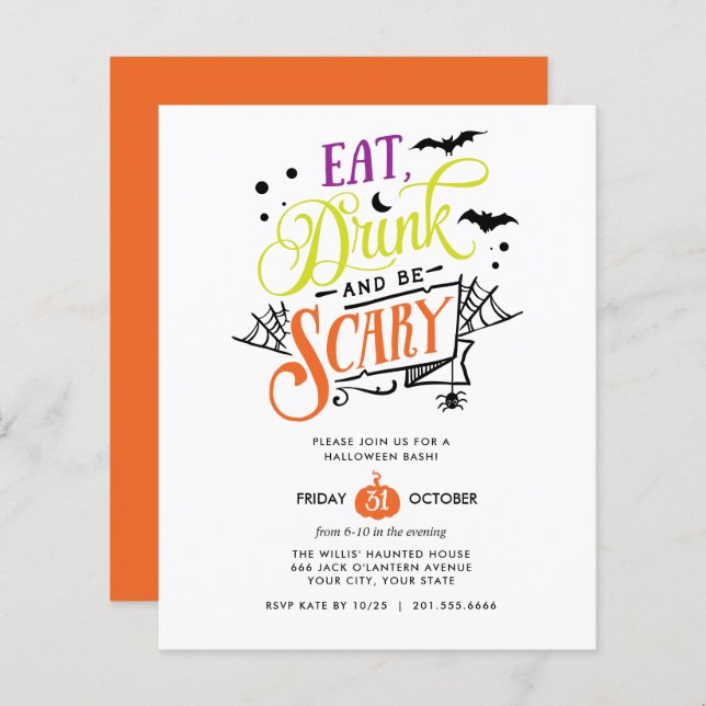 BUDGET Coma Bebida e seja assustador Festa de Hall (Frente/Verso)