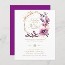 BUDGET Convites Dourados Florais Roxos