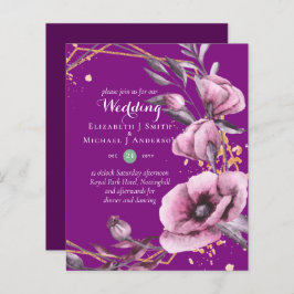 BUDGET Convites Dourados Florais Roxos