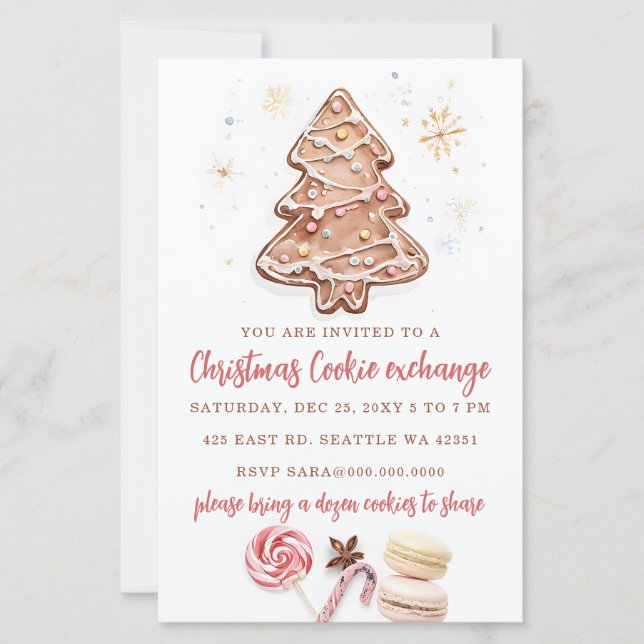 Budget Cookie Exchange Christmas Party Invitation (Frente)