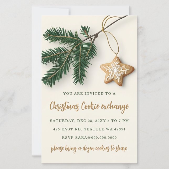 Budget Cookie Exchange Christmas Party Invitation (Frente)