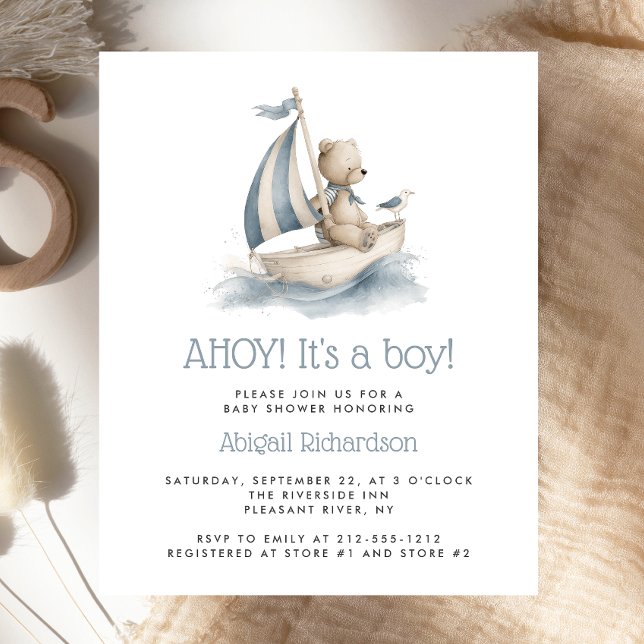 Budget Cute Nautical Teddy Bear Boy Baby Shower (Criador carregado)