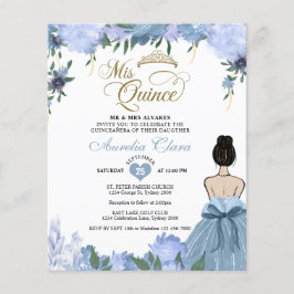 BUDGET Dusty Blue Floral Princesa Quinceañera