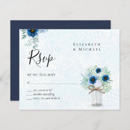 BUDGET Dusty Blue Floral RSVP Monocromático
