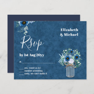 BUDGET Dusty Blue Floral RSVP Monocromático