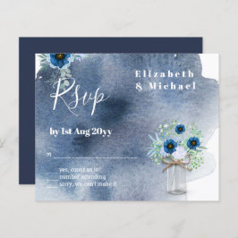 BUDGET Dusty Blue Floral RSVP Monocromático