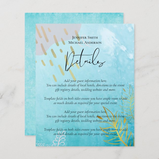 BUDGET DustyTeal Dourado Casamento Abstrato (Frente/Verso)