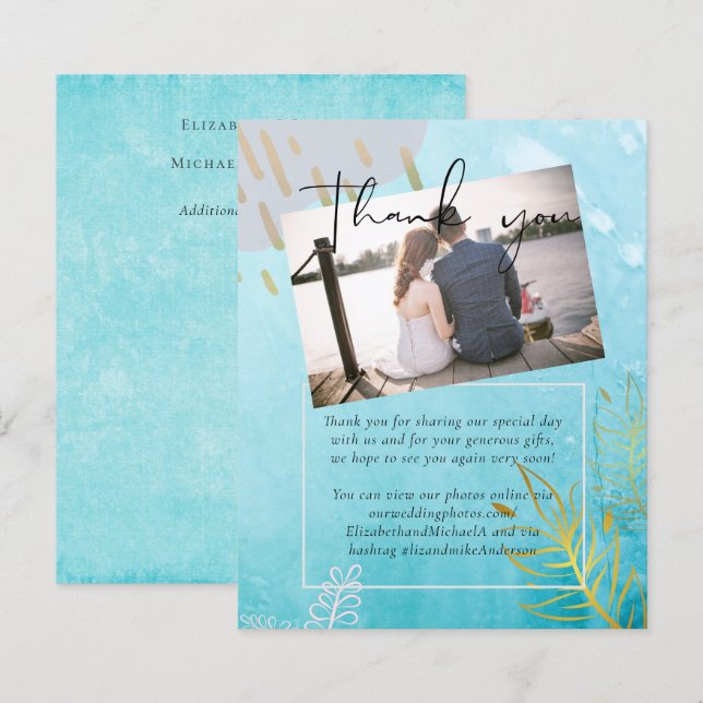 BUDGET DustyTeal Dourado Casamento Abstrato (Frente/Verso)