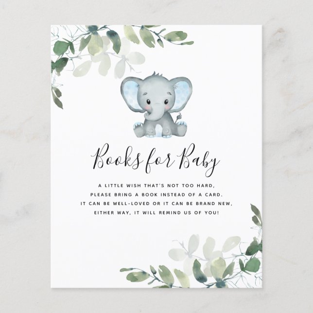 BUDGET Elephant Eucalyptus Books para Bebê Card (Frente)