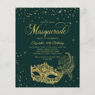 BUDGET Emerald Dourado Glitter Mascarada Aniversár