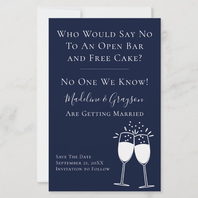 BUDGET Engraçado Abrir Bolo Sem Bar Salvar Data (Frente)