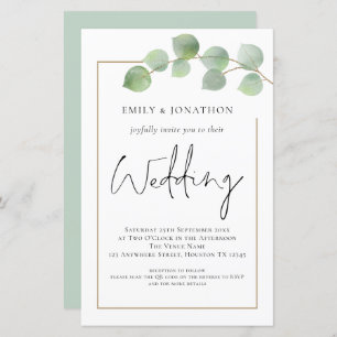 BUDGET Eucalyptus Código QR Convite para Casamento