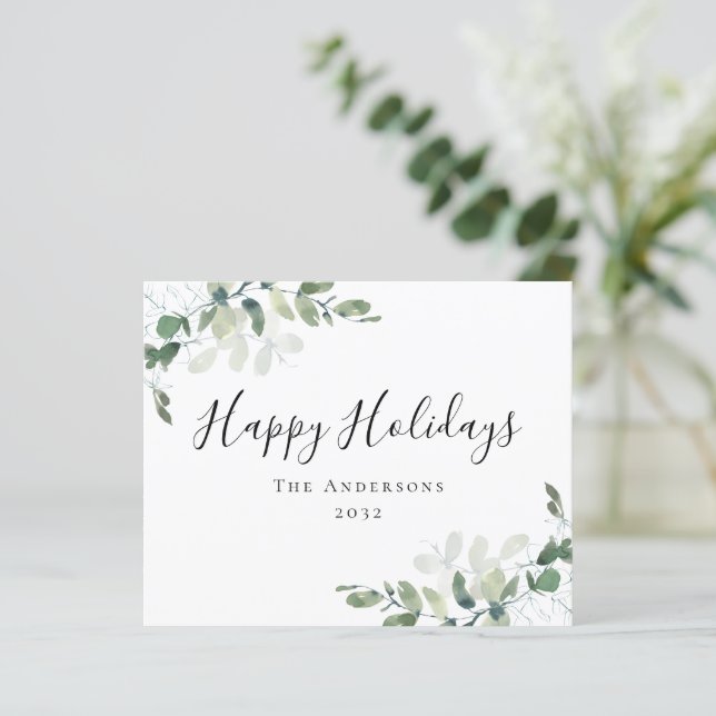 BUDGET Eucalyptus FelHappy Holidays Card (Em pé/Frente)