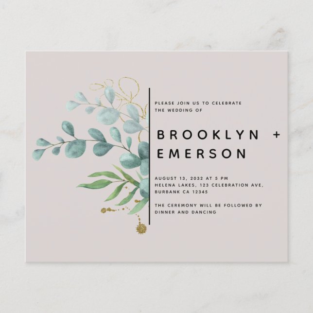 BUDGET Eucalyptus Gold Foil Modern Weds (Frente)