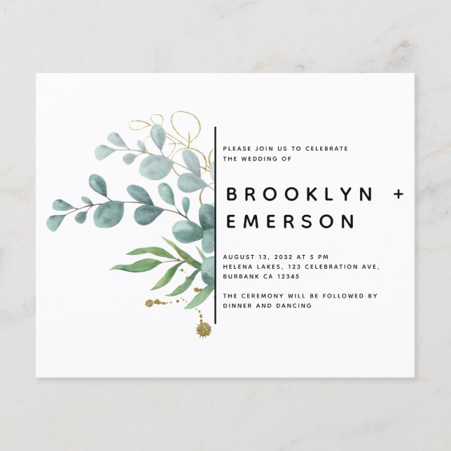 BUDGET Eucalyptus Gold Foil Modern Weds (Frente)