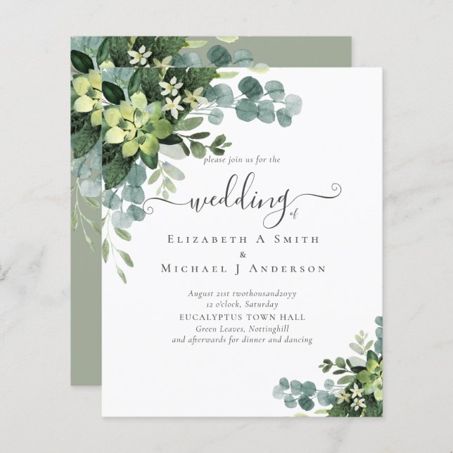 BUDGET Eucalyptus greenery Casamento (Frente/Verso)