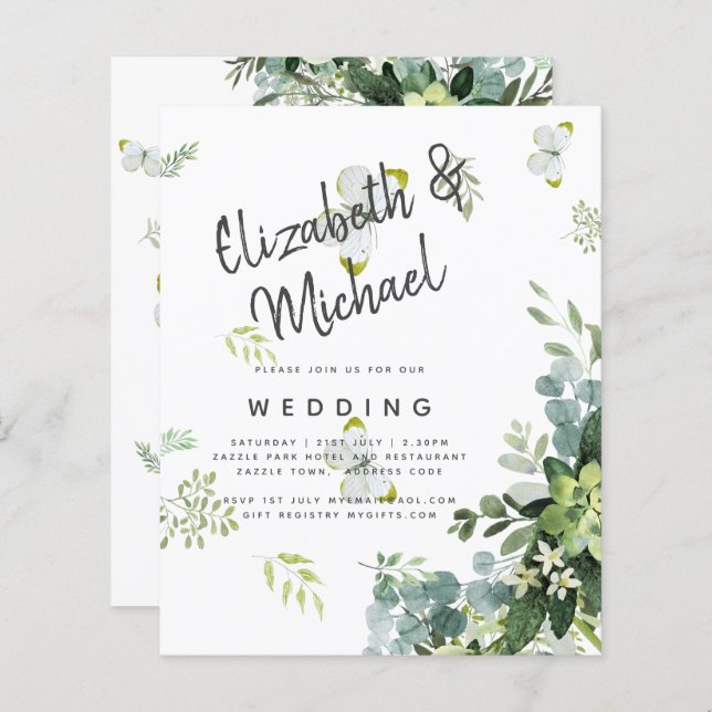 BUDGET Eucalyptus Greenery deixa o casamento de Em (Frente/Verso)