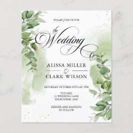 BUDGET Eucalyptus Greenery Dourado Convite para Ca