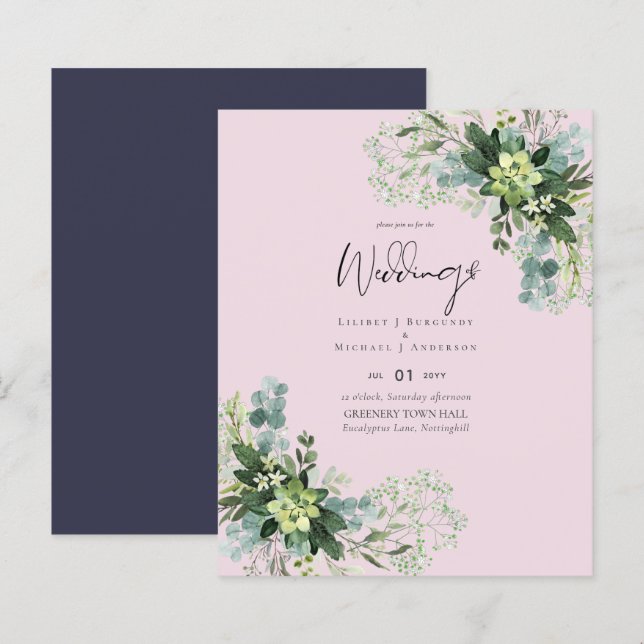 BUDGET Eucalyptus Greenery Foliage Casamento (Frente/Verso)