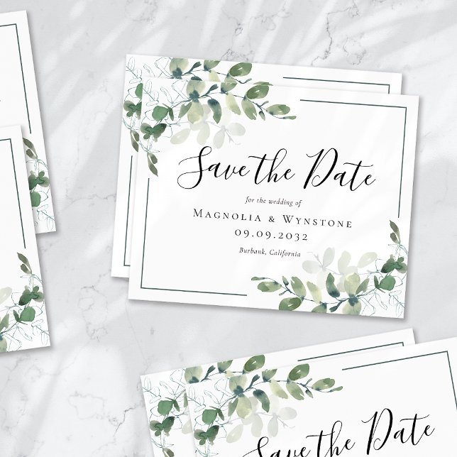BUDGET Eucalyptus Watercolor Casamento Salva A Dat (Criador carregado)