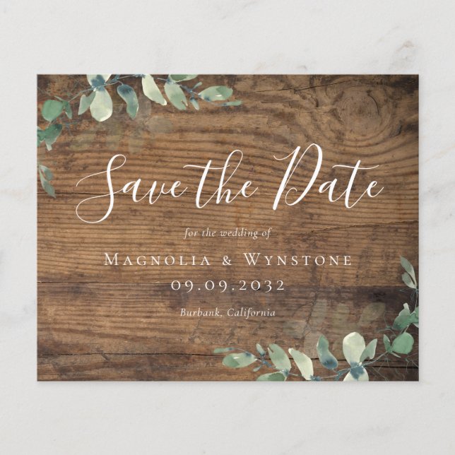 BUDGET Eucalyptus Wood Casamento Salvar Data (Frente)