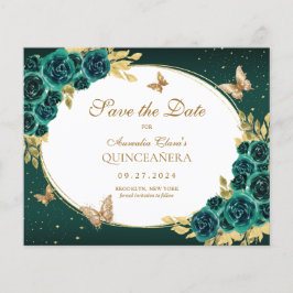 BUDGET Floral Emerald Dourada Borboleta Quinceañer