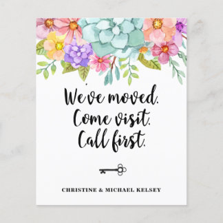 Budget Floral New Home Address Moving Announcement