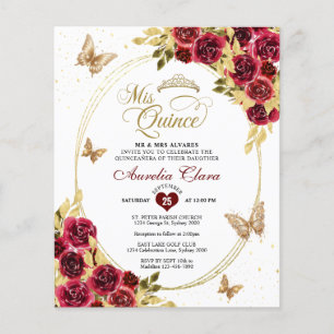 BUDGET Floral Vermelho Dourado Tiara Borboleta Qui