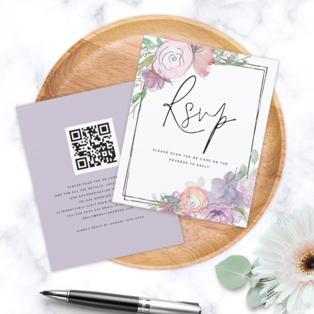 BUDGET Florals Escrivível Código QR Casamento RSVP (Criador carregado)