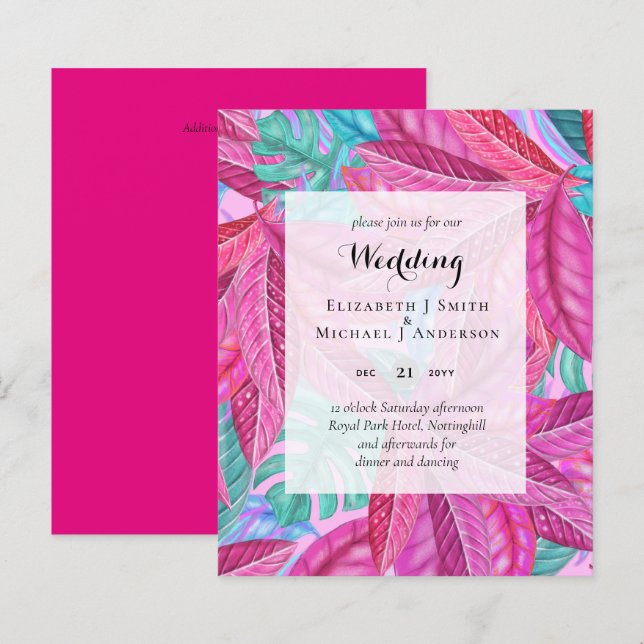BUDGET Folhas Tropicais Convites de Casamento de D (Frente/Verso)