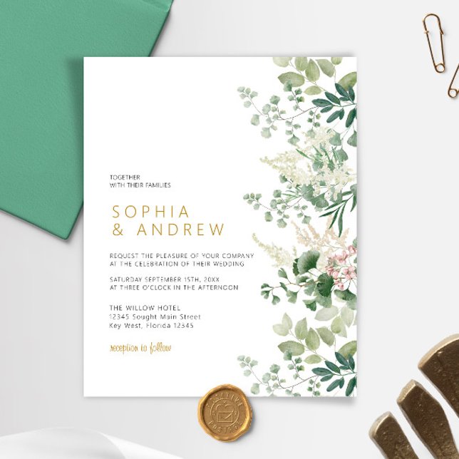 Budget Forest Greenery Wedding Invitation (Criador carregado)