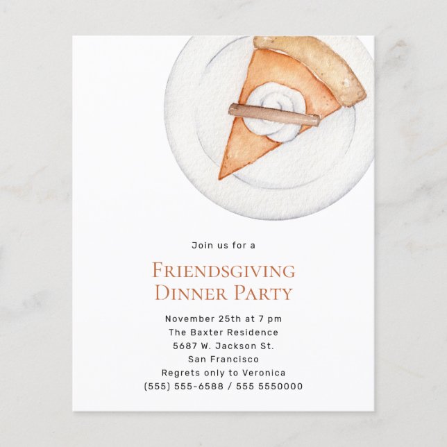 Budget   Friendsgiving Dinner Party Invitation (Frente)