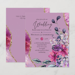 BUDGET Fuchsia Violet Purple Floral Convite de cas