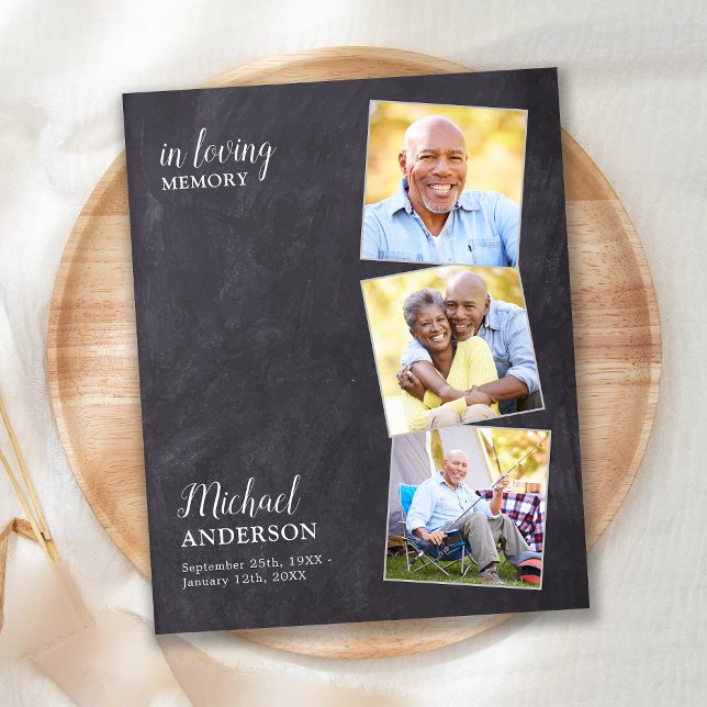 Budget Funeral 3 Photo Sympathy Thank You Card (Criador carregado)