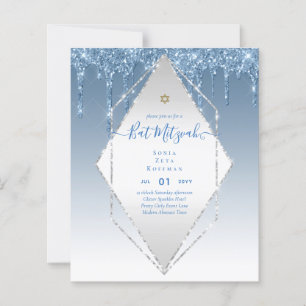 BUDGET Girly Glitter Sparkles BAT MITVAH Convite