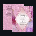 BUDGET Glitter Glam Foil Bonito Menina Qualquer Id<br><div class="desc">Este convite de aniversário de design moderno e bonito pode ser usado para QUALQUER aniversário, simplesmente edite os campos de texto de modelo conforme desejado para o seu evento. Pode ser usado para suas filhas Sweet16, Quinceanera, 12, 15, 18º, 21ruas, 16º, 25, 30, 40º, fi59º, 60º, e até 70, 80...</div>