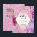 BUDGET Glitter Glam Foil Bonito Menina Qualquer Id<br><div class="desc">Este convite de aniversário de design moderno e bonito pode ser usado para QUALQUER aniversário, simplesmente edite os campos de texto de modelo conforme desejado para o seu evento. Pode ser usado para suas filhas Sweet16, Quinceanera, 12, 15, 18º, 21ruas, 16º, 25, 30, 40º, fi59º, 60º, e até 70, 80...</div>