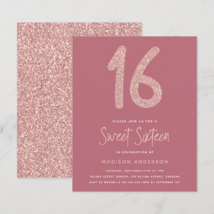 BUDGET Glitter Rosa Doce 16 Convite