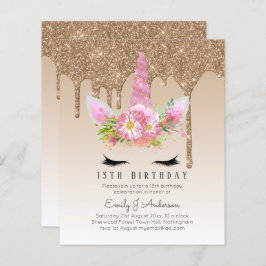 BUDGET Glitter Rosa Unicorn Raparigas Aniversário