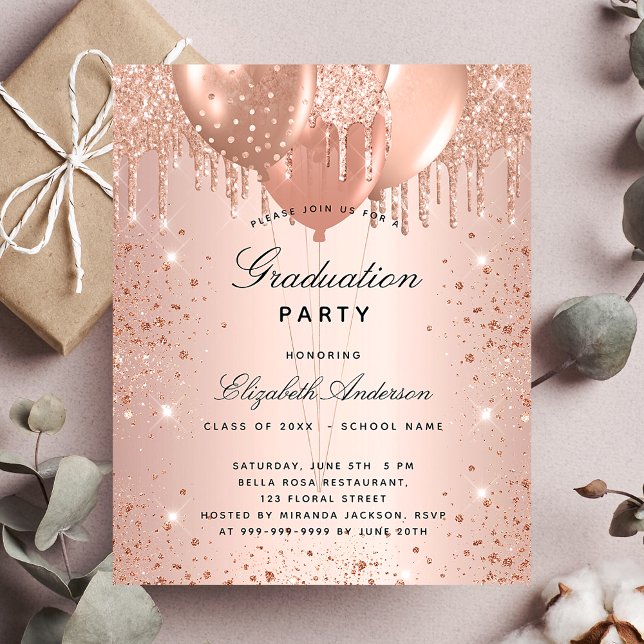 Budget graduation party rose gold blush balloons (Criador carregado)