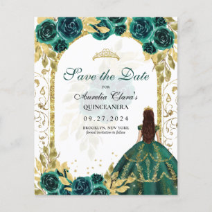 BUDGET Green Floral Princesa Quinceanera