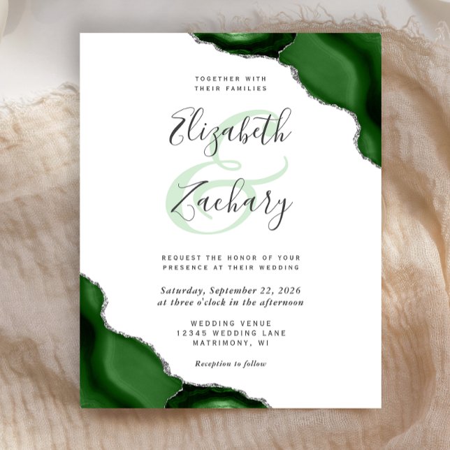 Budget Green Silver Agate Corners Wedding (Criador carregado)