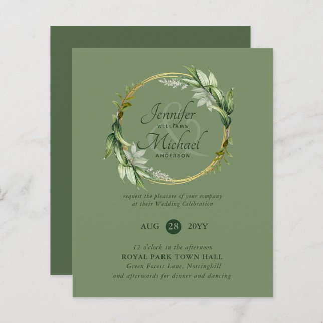 BUDGET Greenery Wreath Convocação Moderna (Frente/Verso)